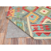 Load image into Gallery viewer, 6&#39;7&quot;x9&#39;9&quot; Colorful, Extra Soft Wool, Hand Woven, Flat Weave, Afghan Kilim with Geometric Patterns, Natural Dyes, Reversible, Oriental Rug FWR514230