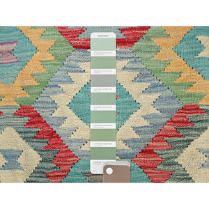 6'7"x9'9" Colorful, Extra Soft Wool, Hand Woven, Flat Weave, Afghan Kilim with Geometric Patterns, Natural Dyes, Reversible, Oriental Rug FWR514230