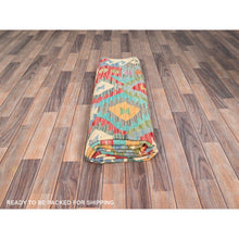 Load image into Gallery viewer, 6&#39;7&quot;x9&#39;9&quot; Colorful, Extra Soft Wool, Hand Woven, Flat Weave, Afghan Kilim with Geometric Patterns, Natural Dyes, Reversible, Oriental Rug FWR514230