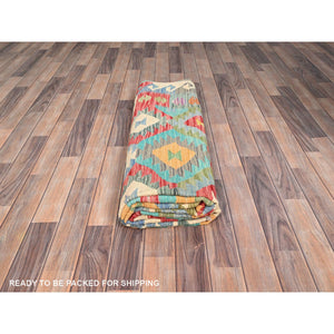 6'7"x9'9" Colorful, Extra Soft Wool, Hand Woven, Flat Weave, Afghan Kilim with Geometric Patterns, Natural Dyes, Reversible, Oriental Rug FWR514230
