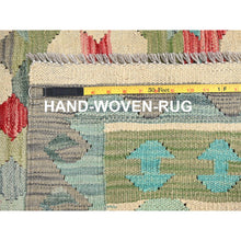 Load image into Gallery viewer, 6&#39;7&quot;x9&#39;9&quot; Colorful, Extra Soft Wool, Hand Woven, Flat Weave, Afghan Kilim with Geometric Patterns, Natural Dyes, Reversible, Oriental Rug FWR514230