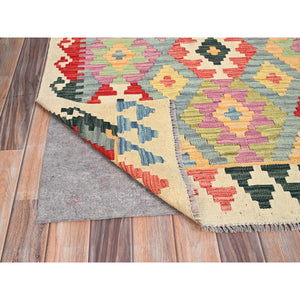 6'8"x9'5" Colorful, Flat Weave, Pure Wool, Natural Dyes, Hand Woven, Afghan Kilim with Geometric Pattern, Oriental Rug FWR514278