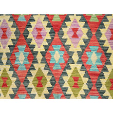 Load image into Gallery viewer, 6&#39;9&quot;x9&#39;7&quot; Colorful, Afghan Kilim with Geometric Pattern, Flat Weave, Natural Dyes, Natural Wool, Hand Woven, Oriental Rug FWR514302