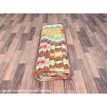 Load image into Gallery viewer, 6&#39;9&quot;x9&#39;7&quot; Colorful, Afghan Kilim with Geometric Pattern, Flat Weave, Natural Dyes, Natural Wool, Hand Woven, Oriental Rug FWR514302