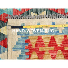 Load image into Gallery viewer, 6&#39;9&quot;x9&#39;7&quot; Colorful, Afghan Kilim with Geometric Pattern, Flat Weave, Natural Dyes, Natural Wool, Hand Woven, Oriental Rug FWR514302