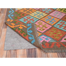 Load image into Gallery viewer, 6&#39;8&quot;x9&#39;9&quot; Colorful, Flat Weave, Natural Dyes, Soft Wool, Afghan Kilim with Geometric Pattern, Hand Woven, Oriental Rug FWR514314