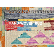 Load image into Gallery viewer, 6&#39;8&quot;x9&#39;10&quot; Colorful, Hand Woven, Vegetable Dyes, Afghan Kilim with Geometric Pattern, Extra Soft Wool, Flat Weave, Oriental Rug FWR514320