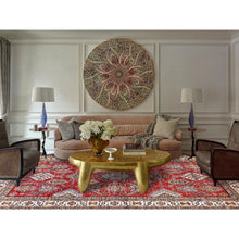 Load image into Gallery viewer, 8&#39;1&quot;x10&#39;6&quot; Rich Red, Dense Weave, Vegetable Dyes, 100% Wool, Afghan Super Kazak with Geometric Elements, Hand Knotted, Oriental Rug FWR514710