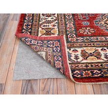 Load image into Gallery viewer, 8&#39;1&quot;x10&#39;6&quot; Rich Red, Dense Weave, Vegetable Dyes, 100% Wool, Afghan Super Kazak with Geometric Elements, Hand Knotted, Oriental Rug FWR514710