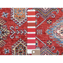 Load image into Gallery viewer, 8&#39;1&quot;x10&#39;6&quot; Rich Red, Dense Weave, Vegetable Dyes, 100% Wool, Afghan Super Kazak with Geometric Elements, Hand Knotted, Oriental Rug FWR514710