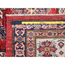 Load image into Gallery viewer, 8&#39;1&quot;x10&#39;6&quot; Rich Red, Dense Weave, Vegetable Dyes, 100% Wool, Afghan Super Kazak with Geometric Elements, Hand Knotted, Oriental Rug FWR514710