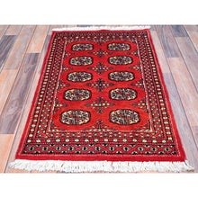 Load image into Gallery viewer, 2&#39;1&quot;x3&#39;2&quot; Crimson Red, Princess Bokara with Tribal Medallions, Natural Dyes, Extra Soft Wool, Hand Knotted, Mat Oriental Rug FWR514728