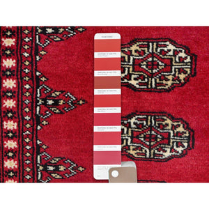 2'1"x3' Apple Red, Princess Bokara with Tribal Medallions, Natural Dyes, Soft Wool, Hand Knotted, Mat Oriental Rug FWR514764