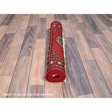 Load image into Gallery viewer, 2&#39;1&quot;x3&#39;3&quot; Scarlet Red, Princess Bokara with Geometric Medallions, Vegetable Dyes, Soft Wool, Hand Knotted, Mat Oriental Rug FWR514794