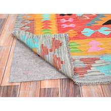 Load image into Gallery viewer, 9&#39;1&quot;x11&#39;9&quot; Colorful, Reversible, Flat Weave, Hand Woven, Pure Wool, Afghan Kilim with Geometric Pattern, Natural Dyes, Oriental Rug FWR514932