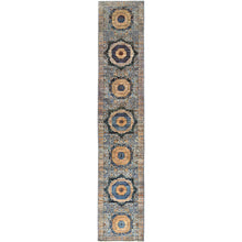 Load image into Gallery viewer, 2&#39;6&quot;x13&#39;9&quot; Arctic Blue, 14th Century Mamluk Dynasty Pattern, Extra Soft Wool, Hand Knotted, Vegetable Dyes, 200 KPSI, Runner Oriental Rug FWR515094