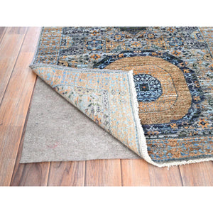 2'6"x13'9" Arctic Blue, 14th Century Mamluk Dynasty Pattern, Extra Soft Wool, Hand Knotted, Vegetable Dyes, 200 KPSI, Runner Oriental Rug FWR515094