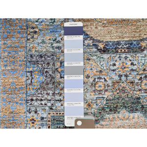 2'6"x13'9" Arctic Blue, 14th Century Mamluk Dynasty Pattern, Extra Soft Wool, Hand Knotted, Vegetable Dyes, 200 KPSI, Runner Oriental Rug FWR515094