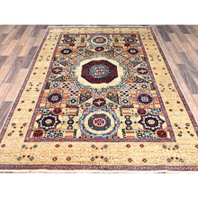 Load image into Gallery viewer, 4&#39;9&quot;x7&#39;1&quot; Porcelain White, 14th Century Mamluk Dynasty Pattern, 200 KPSI, Natural Dyes, 100% Wool, Hand Knotted, Oriental Rug FWR515160