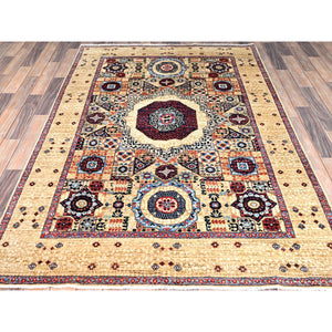 4'9"x7'1" Porcelain White, 14th Century Mamluk Dynasty Pattern, 200 KPSI, Natural Dyes, 100% Wool, Hand Knotted, Oriental Rug FWR515160
