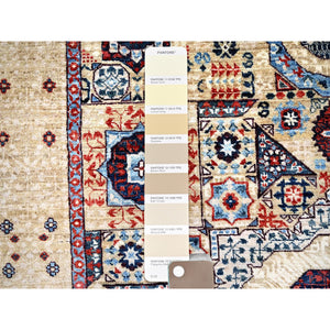 4'9"x7'1" Porcelain White, 14th Century Mamluk Dynasty Pattern, 200 KPSI, Natural Dyes, 100% Wool, Hand Knotted, Oriental Rug FWR515160