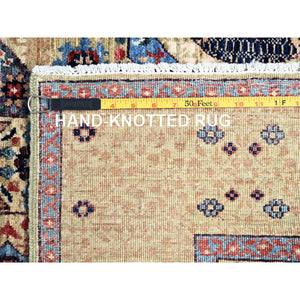 5'x7' Powder White, Vegetable Dyes, Hand Knotted, Natural Wool, 14th Century Mamluk Dynasty Pattern, 200 KPSI, Oriental Rug FWR515166