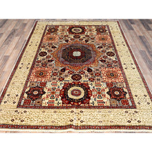 Load image into Gallery viewer, 4&#39;10&quot;x7&#39; Alabaster White, 200 KPSI, Hand Knotted, Vegetable Dyes, 100% Wool, 14th Century Mamluk Dynasty Pattern, Oriental Rug FWR515190