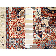 Load image into Gallery viewer, 4&#39;10&quot;x7&#39; Alabaster White, 200 KPSI, Hand Knotted, Vegetable Dyes, 100% Wool, 14th Century Mamluk Dynasty Pattern, Oriental Rug FWR515190