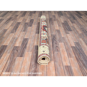 4'10"x7' Alabaster White, 200 KPSI, Hand Knotted, Vegetable Dyes, 100% Wool, 14th Century Mamluk Dynasty Pattern, Oriental Rug FWR515190