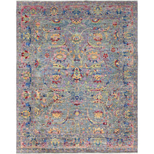 Load image into Gallery viewer, 8&#39;x10&#39; Cloud Gray, Ziegler Mahal All Over Colorful Design, 200 KPSI, Natural Dyes, Super Fine Wool and Weave, Hand Knotted, Oriental Rug FWR515268