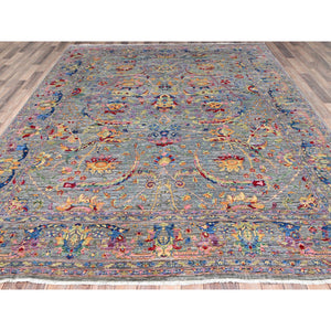 8'x10' Cloud Gray, Ziegler Mahal All Over Colorful Design, 200 KPSI, Natural Dyes, Super Fine Wool and Weave, Hand Knotted, Oriental Rug FWR515268