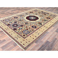 Load image into Gallery viewer, 5&#39;10&quot;x8&#39;10&quot; Flax Yellow, Vegetable Dyes, Extra Soft Wool, Hand Knotted, 14th Century Mamluk Dynasty Pattern, 200 KPSI, Oriental Rug FWR515274