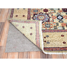 Load image into Gallery viewer, 5&#39;10&quot;x8&#39;10&quot; Flax Yellow, Vegetable Dyes, Extra Soft Wool, Hand Knotted, 14th Century Mamluk Dynasty Pattern, 200 KPSI, Oriental Rug FWR515274