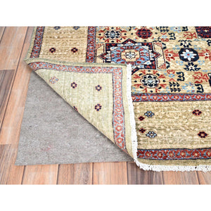 5'10"x8'10" Flax Yellow, Vegetable Dyes, Extra Soft Wool, Hand Knotted, 14th Century Mamluk Dynasty Pattern, 200 KPSI, Oriental Rug FWR515274