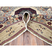 Load image into Gallery viewer, 5&#39;10&quot;x8&#39;10&quot; Flax Yellow, Vegetable Dyes, Extra Soft Wool, Hand Knotted, 14th Century Mamluk Dynasty Pattern, 200 KPSI, Oriental Rug FWR515274