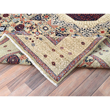 Load image into Gallery viewer, 5&#39;10&quot;x8&#39;10&quot; Flax Yellow, Vegetable Dyes, Extra Soft Wool, Hand Knotted, 14th Century Mamluk Dynasty Pattern, 200 KPSI, Oriental Rug FWR515274