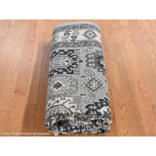 Load image into Gallery viewer, 6&#39;2&quot;x9&#39;2&quot; Medium Gray, Pure Wool, Hand Knotted, Peshawar with Karajeh Design, Oriental Rug FWR522006
