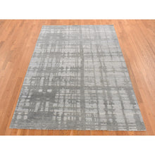 Load image into Gallery viewer, 6&#39;1&quot;x9&#39; Ash Gray, Hand Spun Undyed Natural Wool, Modern Design, Hand Knotted, Oriental Rug FWR522012