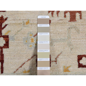 7'9"x9'9" Parchment White, Peshawar with Large Elements Mahal Design, Hand Knotted, Pure Wool, Oriental Rug FWR522060