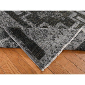 6'2"x9'2" Nickel Gray, Pure Wool, Peshawar with Intricate Geometric Motifs, Hand Knotted, Oriental Rug FWR522066