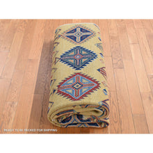 Load image into Gallery viewer, 6&#39;1&quot;x9&#39;1&quot; Mellow Yellow, Special Kazak with Southwestern Design, Hand Knotted, Soft Wool, Oriental Rug FWR522078