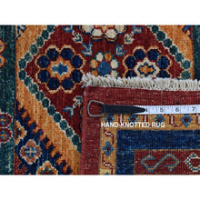 Load image into Gallery viewer, 5&#39;7&quot;x8&#39; Sacramento Green with Chocolate Brown, Super Kazak Khorjin Checkerboard Design, Hand Knotted, Pure Wool, Oriental Rug FWR522108