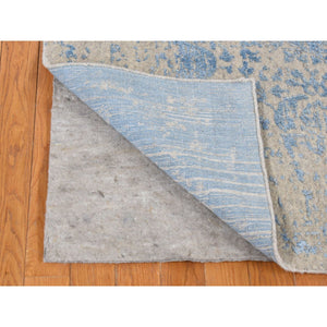 7'10"x9'9" Alaskan Blue, Hand Loomed, Erased Broken Pomegranate Design, Pure Wool, Oriental Rug FWR522132