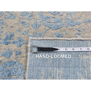 7'10"x9'9" Alaskan Blue, Hand Loomed, Erased Broken Pomegranate Design, Pure Wool, Oriental Rug FWR522132