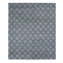Load image into Gallery viewer, 8&#39;1&quot;x9&#39;9&quot; Cloud Gray, On Clearance, Hand Knotted, Moroccan Berber Criss Cross Design, Thick and Plush, Pure Wool, Oriental Rug FWR522150