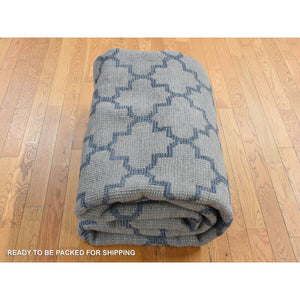 8'1"x9'9" Cloud Gray, On Clearance, Hand Knotted, Moroccan Berber Criss Cross Design, Thick and Plush, Pure Wool, Oriental Rug FWR522150