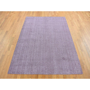 8'x10' Liserian Purple, Hand Loomed, Pure Wool, Tone on Tone, Oriental Rug FWR522186