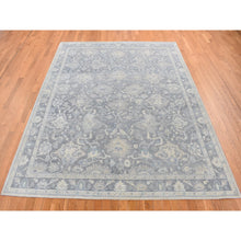 Load image into Gallery viewer, 8&#39;1&quot;x10&#39; Battleship Gray, Hand Knotted, Oushak Influence, Pure Silk with Textured Wool, Oriental Rug FWR522222