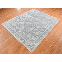 Load image into Gallery viewer, 8&#39;1&quot;x10&#39; Battleship Gray, Hand Knotted, Oushak Influence, Pure Silk with Textured Wool, Oriental Rug FWR522222