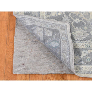 8'1"x10' Battleship Gray, Hand Knotted, Oushak Influence, Pure Silk with Textured Wool, Oriental Rug FWR522222